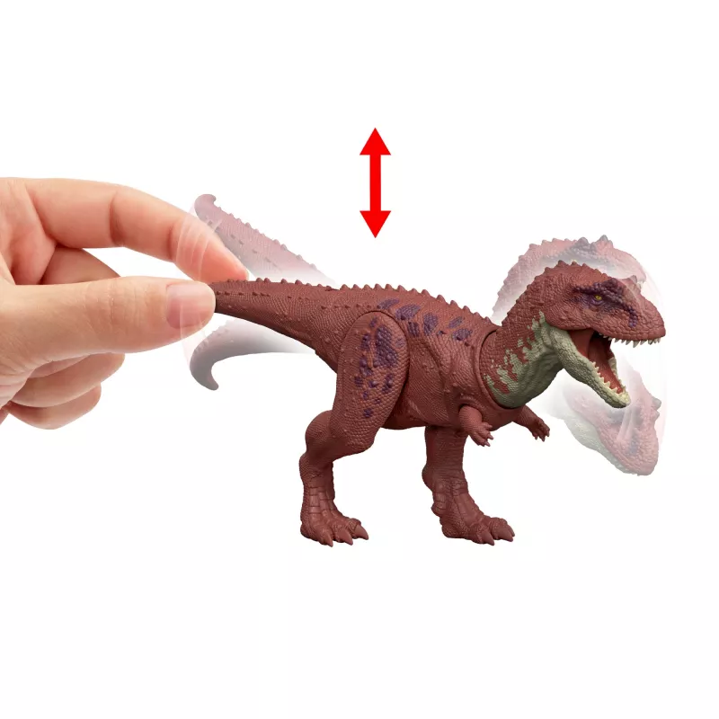 Juguete de dinosaurio Jurassic World Rebirth Wild Roar Aucasaurus, mordisco de ataque controlado por la cola y sonido