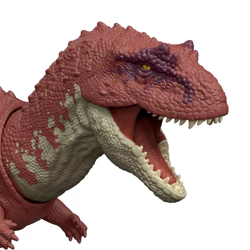 Juguete de dinosaurio Jurassic World Rebirth Wild Roar Aucasaurus, mordisco de ataque controlado por la cola y sonido