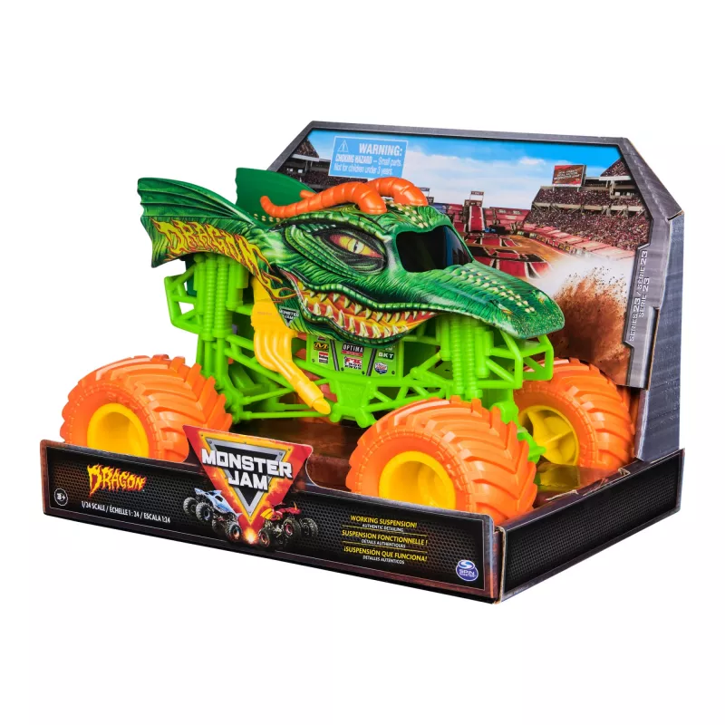 Monster Jam, camión monstruo oficial Dragon, vehículo de fundición coleccionable, escala 1:24, juguete para niños y niñas a partir de 3 años