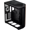 Caja torre APNX V1-W-BK-v3 con dos paneles laterales de cristal templado y revestimiento de madera, negro