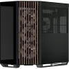Caja torre APNX V1-W-BK-v3 con dos paneles laterales de cristal templado y revestimiento de madera, negro