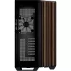Caja torre APNX V1-W-BK-v3 con dos paneles laterales de cristal templado y revestimiento de madera, negro