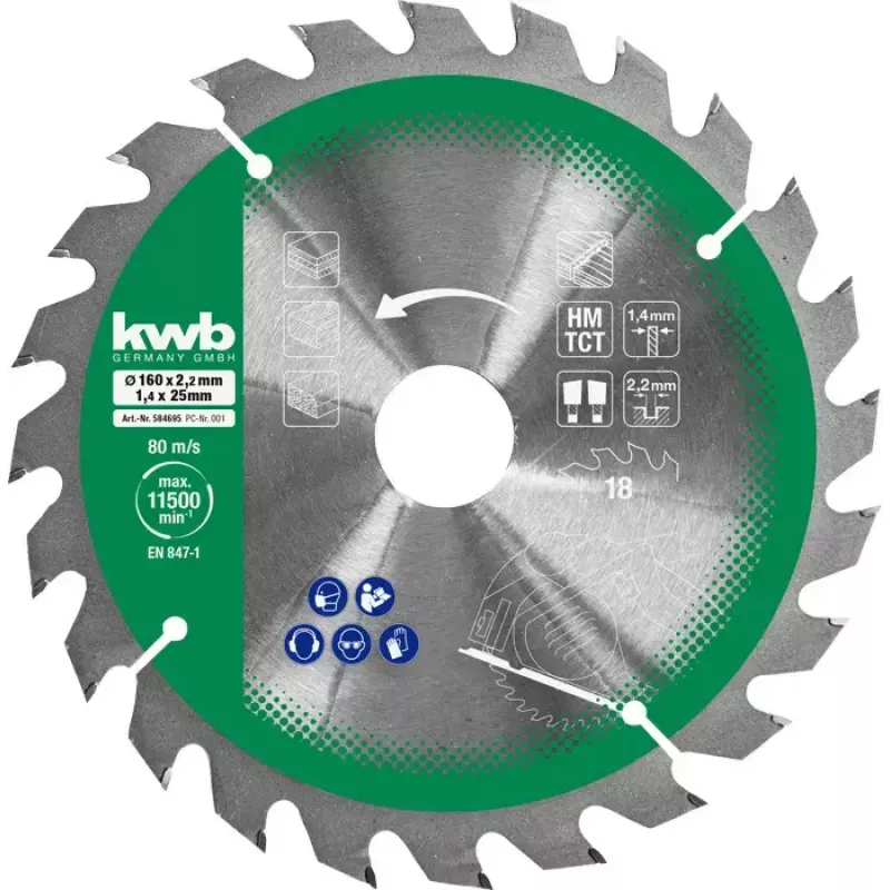Set de hojas de sierra circular Einhell-KWB 584795, Ø165mm, orificio 20mm, 3 unidades para tableros de partículas, madera dura, contrachapado, plástico, madera blanda