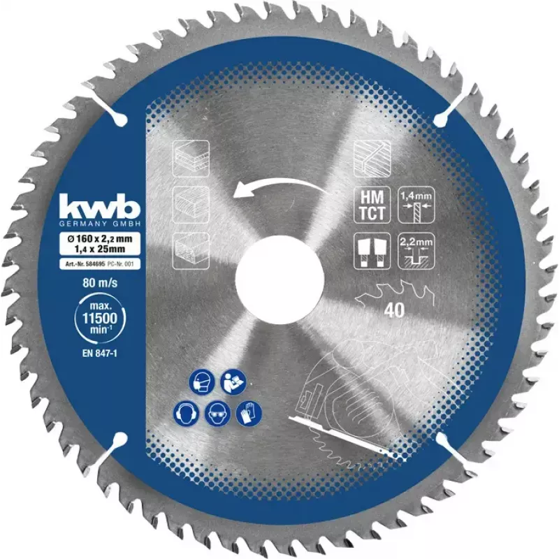 Set de hojas de sierra circular Einhell-KWB 584795, Ø165mm, orificio 20mm, 3 unidades para tableros de partículas, madera dura, contrachapado, plástico, madera blanda