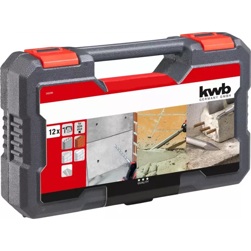 KWB 240290 Juego de cinceles y brocas SDS-plus, 12 uds., 5-16 mm