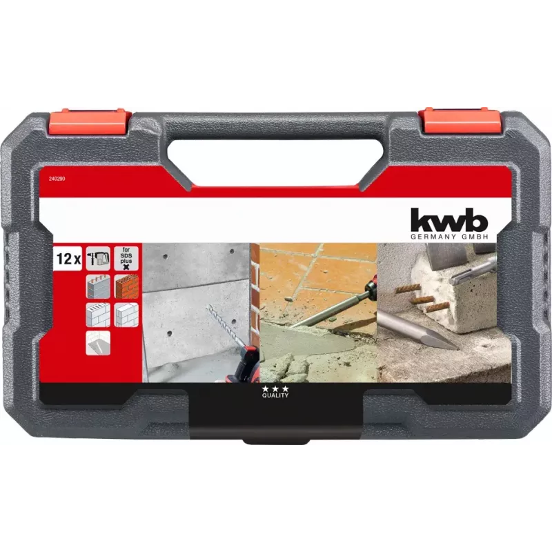 KWB 240290 Juego de cinceles y brocas SDS-plus, 12 uds., 5-16 mm