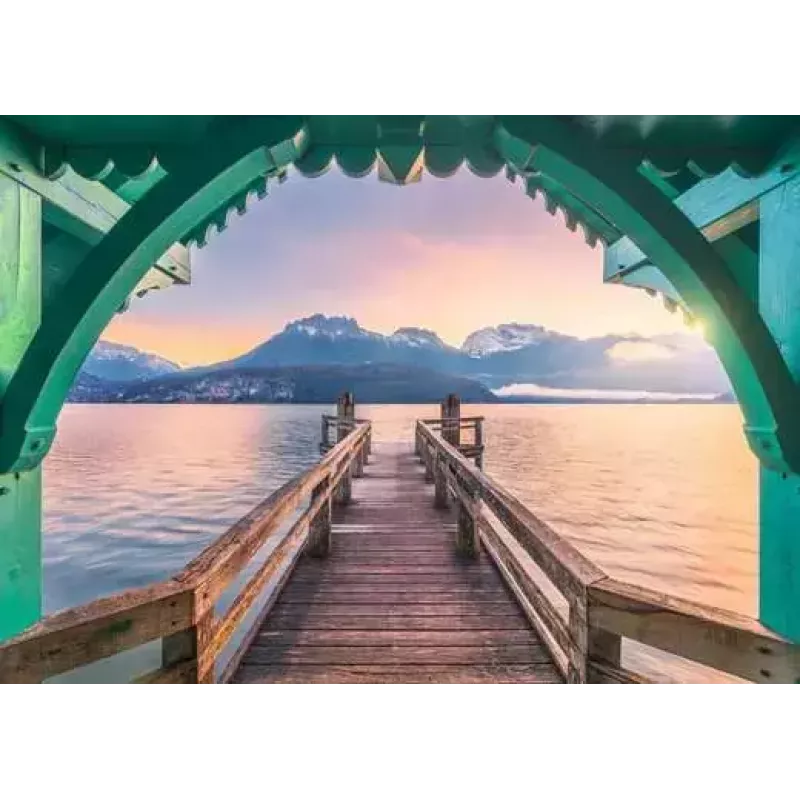 Puzle Ravensburger Embarcadero en el Lac d'Annecy, Francia – 1000 piezas, 700 mm de ancho