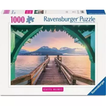 Puzle Ravensburger Embarcadero en el Lac d'Annecy, Francia – 1000 piezas, 700 mm de ancho