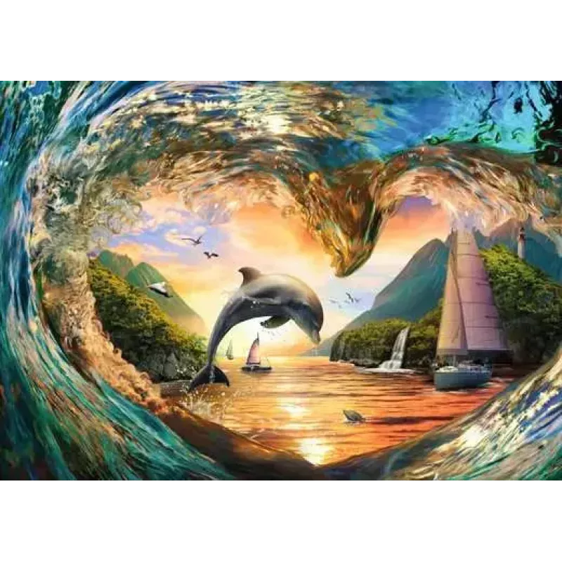 Puzle Ravensburger Sunset Splash, 1000 piezas, formato horizontal, 700 mm de ancho