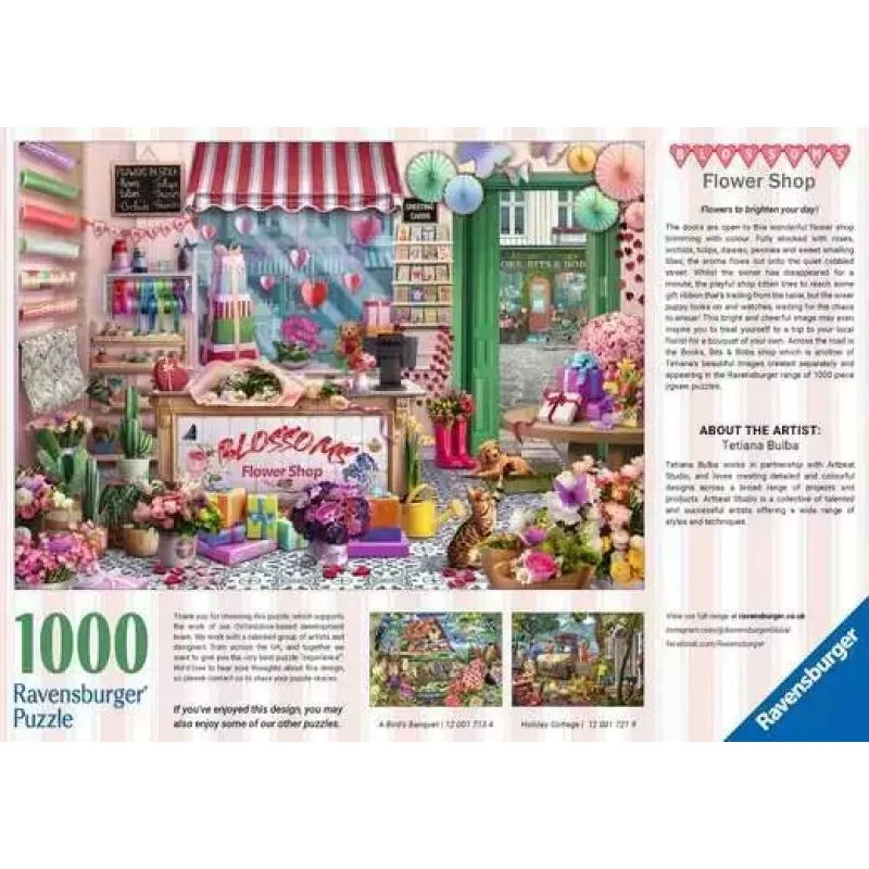 Puzle Ravensburger Blossoms Flower Shop 1000 piezas, 700 mm de ancho