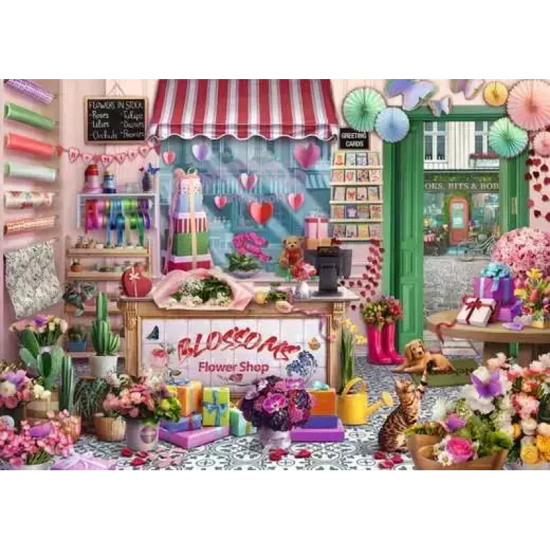 Puzle Ravensburger Blossoms Flower Shop 1000 piezas, 700 mm de ancho