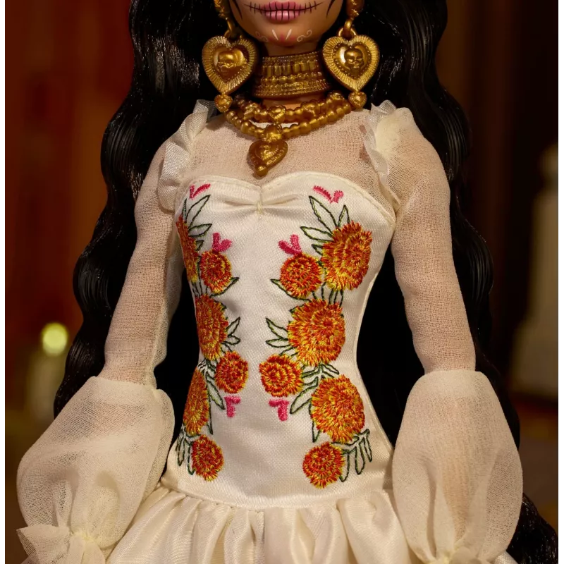 Muñeca coleccionable Barbie Signature Día De Muertos 2025 con vestido crema de volantes