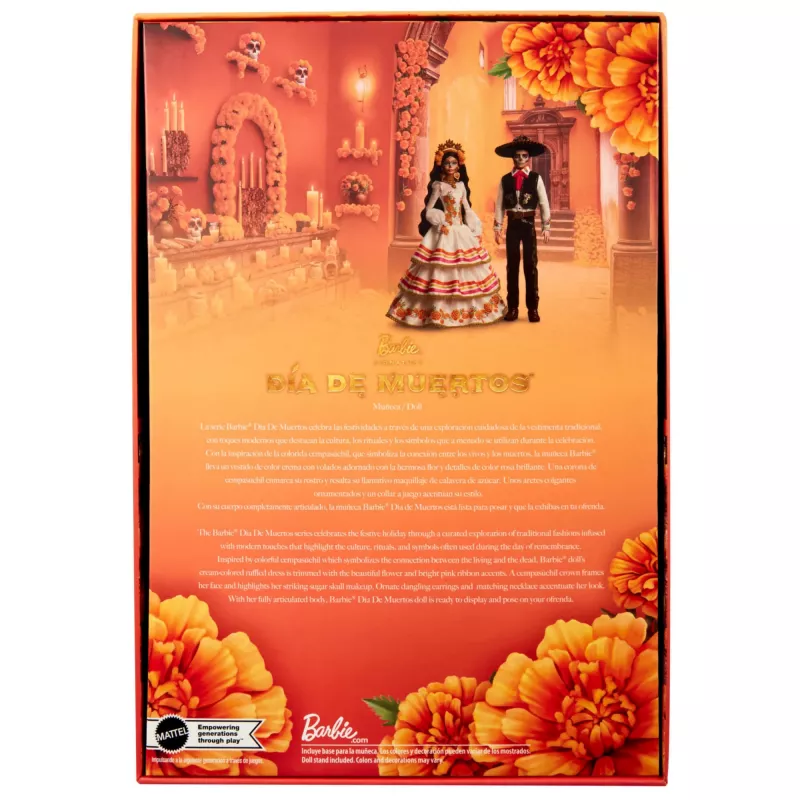Muñeca coleccionable Barbie Signature Día De Muertos 2025 con vestido crema de volantes