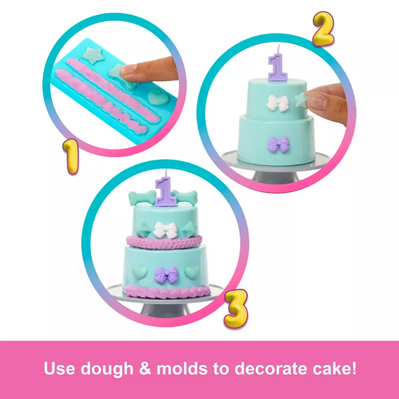 Muñeca y accesorios Barbie Party Unboxed Pet Birthday Series, set Party Stars con 10 sorpresas