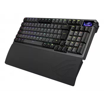 Teclado mecánico gaming ASUS ROG Azoth 96 HE — 96% QWERTZ, USB + RF Wireless + Bluetooth, switches mecánicos magnéticos, RGB, negro