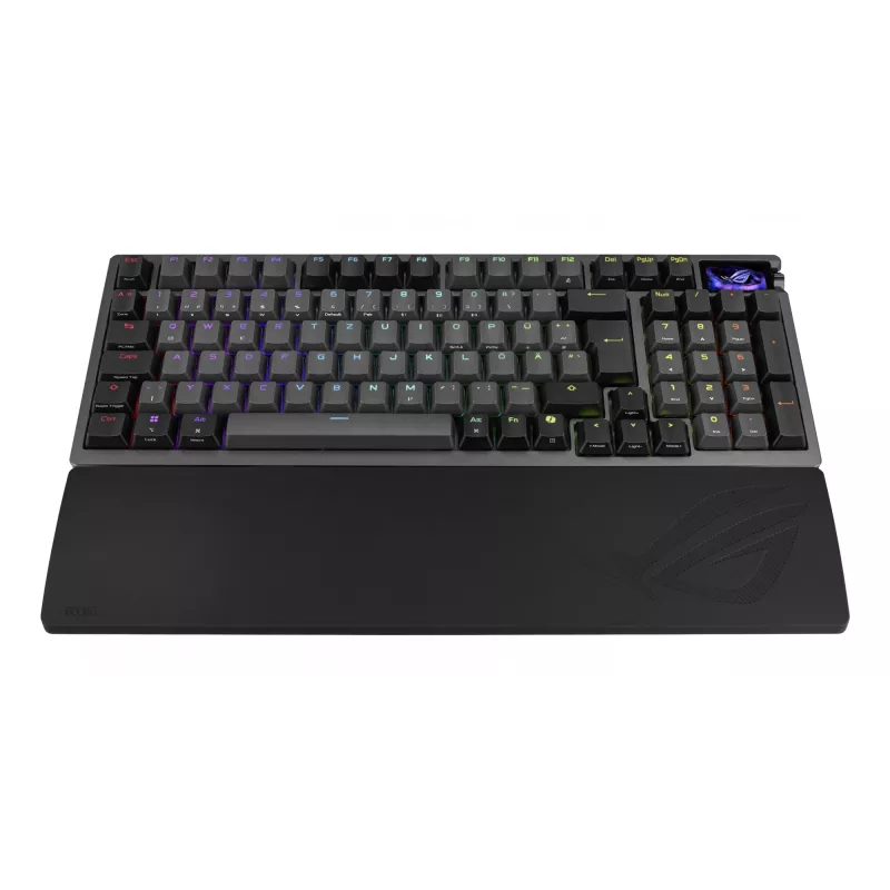 Teclado mecánico gaming ASUS ROG Azoth 96 HE — 96% QWERTZ, USB + RF Wireless + Bluetooth, switches mecánicos magnéticos, RGB, negro