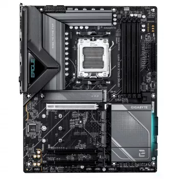 Placa base GIGABYTE X870E EAGLE X3D WIFI7 - Compatible con CPUs AMD Ryzen 9000, VRM digital de 14+2+2 fases, hasta 9000Hz DDR5 (OC), 1xPCIe 5.0 + 3xPCIe 4.0, Wi-Fi 7, 5GbE LAN, USB 4