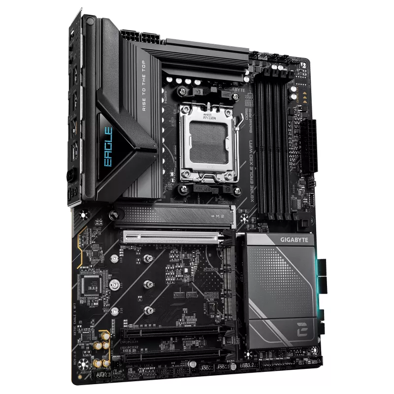 Placa base GIGABYTE X870E EAGLE X3D WIFI7 - Compatible con CPUs AMD Ryzen 9000, VRM digital de 14+2+2 fases, hasta 9000Hz DDR5 (OC), 1xPCIe 5.0 + 3xPCIe 4.0, Wi-Fi 7, 5GbE LAN, USB 4