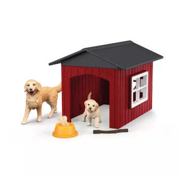 Animal Schleich FARM WORLD Caseta de perro con Golden Retriever