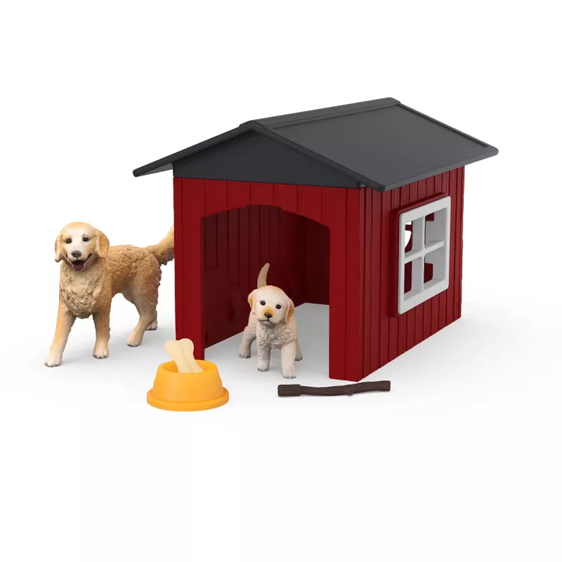 Animal Schleich FARM WORLD Caseta de perro con Golden Retriever