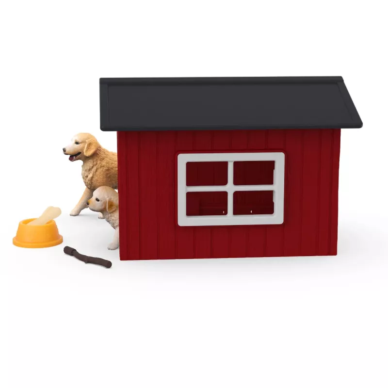 Animal Schleich FARM WORLD Caseta de perro con Golden Retriever