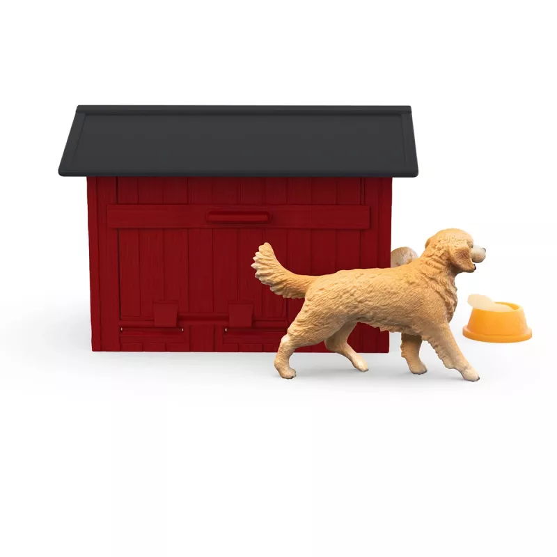 Animal Schleich FARM WORLD Caseta de perro con Golden Retriever