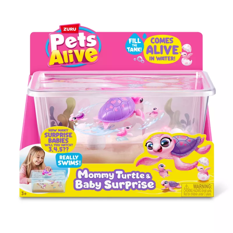 Zuru Pets Alive Mommy Turtle Surprise juguete interactivo, multicolor, pila LR44