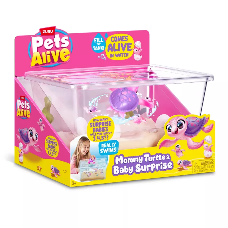 Zuru Pets Alive Mommy Turtle Surprise juguete interactivo, multicolor, pila LR44