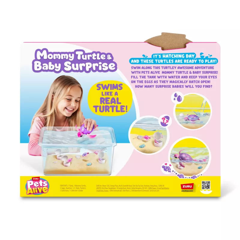 Zuru Pets Alive Mommy Turtle Surprise juguete interactivo, multicolor, pila LR44