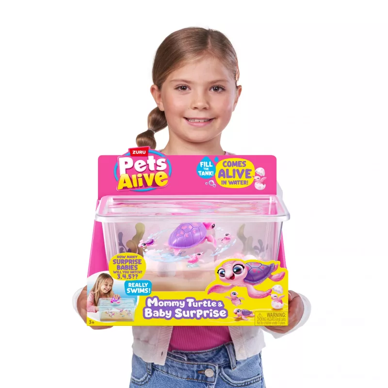 Zuru Pets Alive Mommy Turtle Surprise juguete interactivo, multicolor, pila LR44