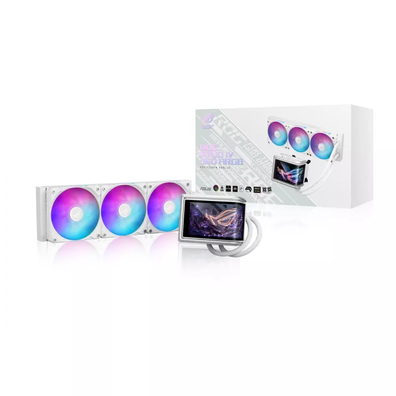Refrigeración líquida todo en uno ASUS ROG RYUO IV 360 ARGB WHT – radiador de 360 mm, ventilador de 120 mm, blanco