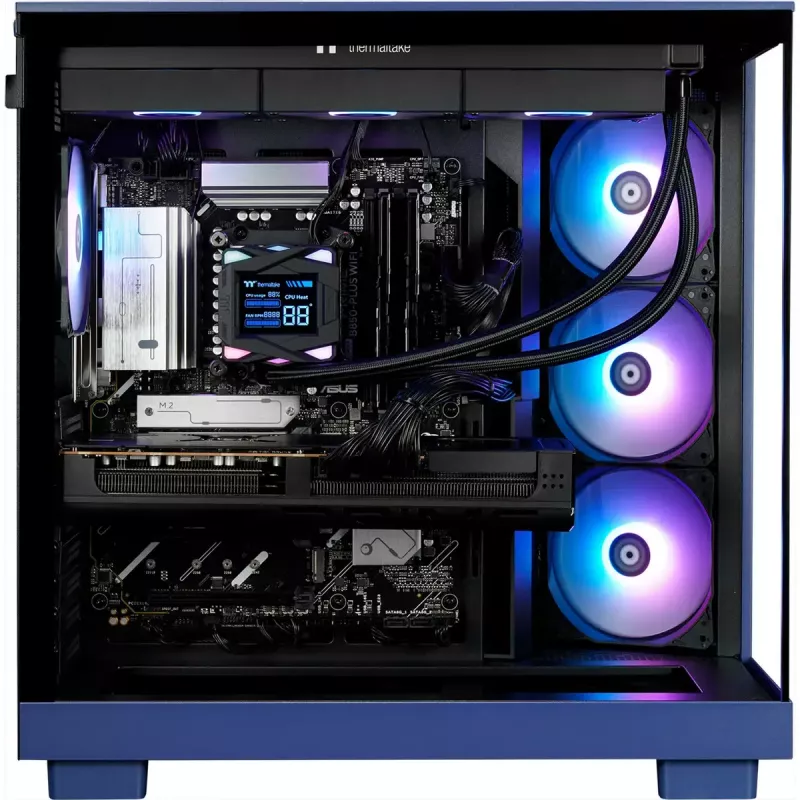 PC gaming de sobremesa THERMALTAKE FTW V380XL 9070XT morado/transparente con Windows 11 Pro