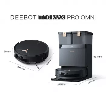 Robot aspirador Ecovacs Deebot T50 MAX PRO OMNI Gen2 — 18500 Pa de potencia de succión, 180 min de autonomía, negro