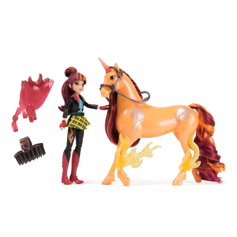 Unicorn Academy, Valentina & Cinder Power of Friendship Set, idea de regalo de Pascua, muñecas y juguete de unicornio, incluye silla transparente y 2 accesorios de poder