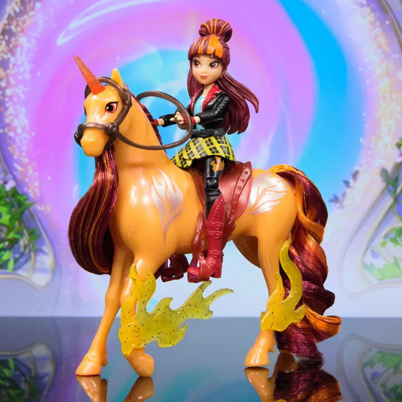 Unicorn Academy, Valentina & Cinder Power of Friendship Set, idea de regalo de Pascua, muñecas y juguete de unicornio, incluye silla transparente y 2 accesorios de poder