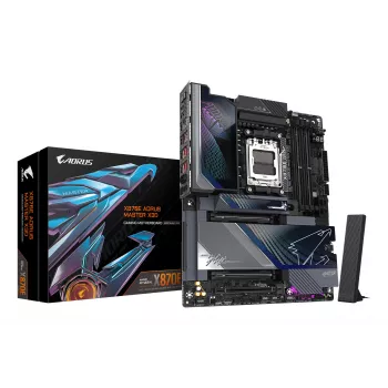 Placa base GIGABYTE X870E AORUS MASTER X3D - Compatible con CPUs AMD Ryzen 9000, VRM digital de 18+2+2 fases, hasta 9000Hz DDR5 (OC), 2xPCIe 5.0 + 3xPCIe 4.0, Wi-Fi 7, 10GbE LAN, USB 4