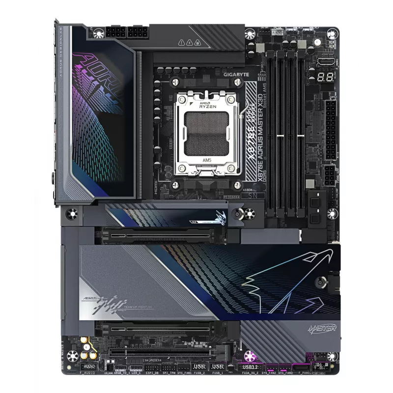 Placa base GIGABYTE X870E AORUS MASTER X3D - Compatible con CPUs AMD Ryzen 9000, VRM digital de 18+2+2 fases, hasta 9000Hz DDR5 (OC), 2xPCIe 5.0 + 3xPCIe 4.0, Wi-Fi 7, 10GbE LAN, USB 4