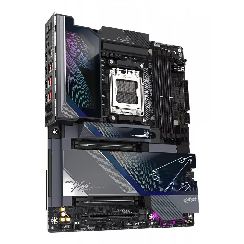 Placa base GIGABYTE X870E AORUS MASTER X3D - Compatible con CPUs AMD Ryzen 9000, VRM digital de 18+2+2 fases, hasta 9000Hz DDR5 (OC), 2xPCIe 5.0 + 3xPCIe 4.0, Wi-Fi 7, 10GbE LAN, USB 4