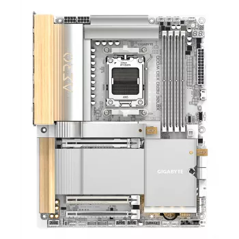 Placa base GIGABYTE X870E AERO X3D WOOD - Compatible con CPUs AMD Ryzen 9000, VRM digital 16+2+2 fases, hasta 9000MHz DDR5 (OC), 2xPCIe 5.0 + 2xPCIe 4.0, Wi-Fi 7, 5GbE LAN, USB 4