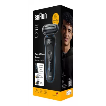 Afeitadora BRAUN Series 5 52-B1650S – cuchilla 3, batería de Li-Ion, afeitado en húmedo y en seco, recortador, azul