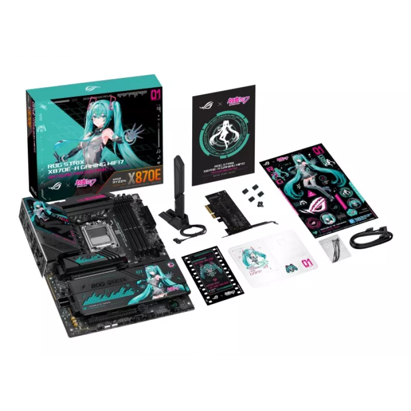 Placa base ASUS ROG STRIX X870E-H GAMING MIKU WIFI7 ATX para socket AM5, compatibilidad DDR5