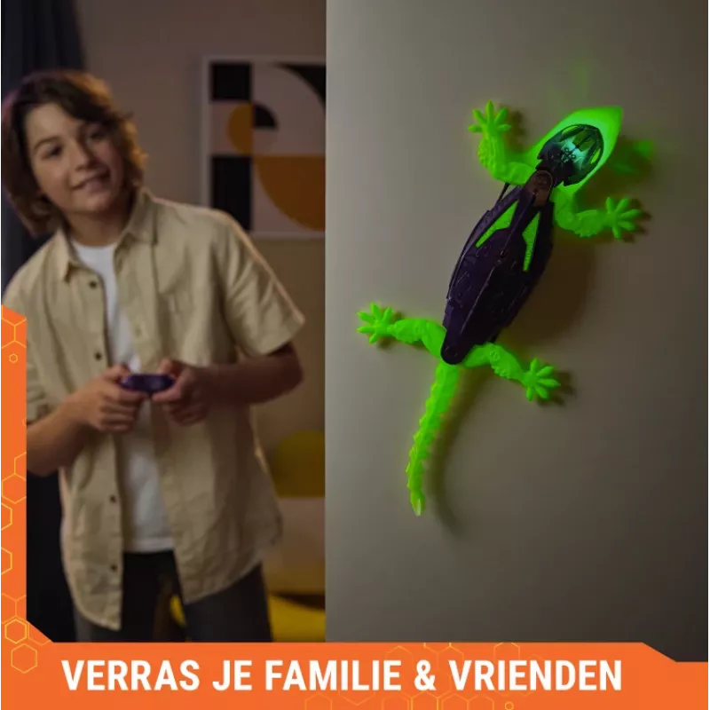 HEX BOTS geco brillante en la oscuridad, robot teledirigido recargable para niños, trepa por las paredes para jugar a bromas y juegos, robot RC para niños y niñas a partir de 4 años