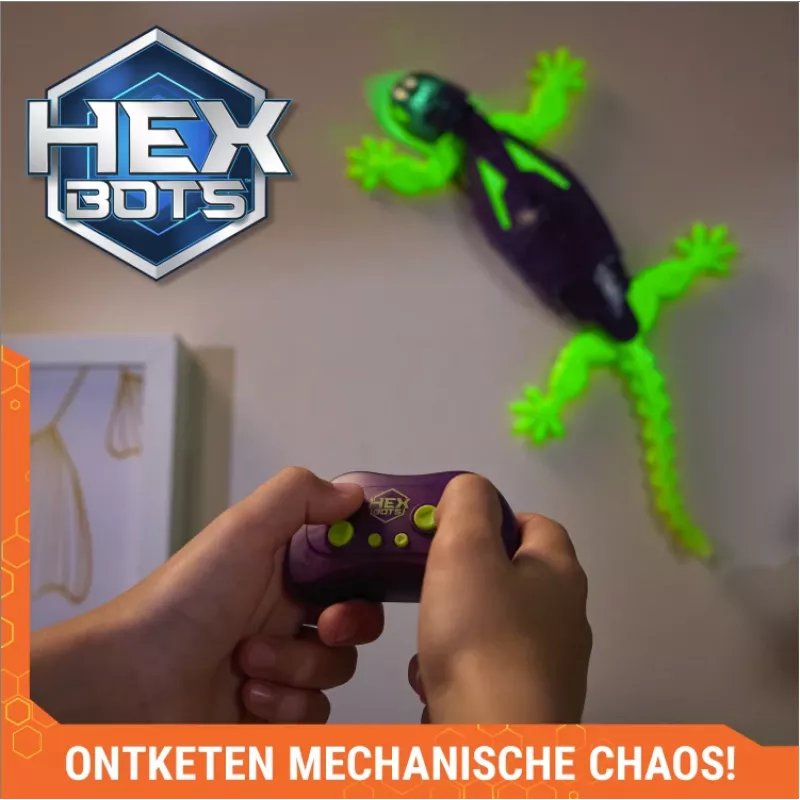 HEX BOTS geco brillante en la oscuridad, robot teledirigido recargable para niños, trepa por las paredes para jugar a bromas y juegos, robot RC para niños y niñas a partir de 4 años