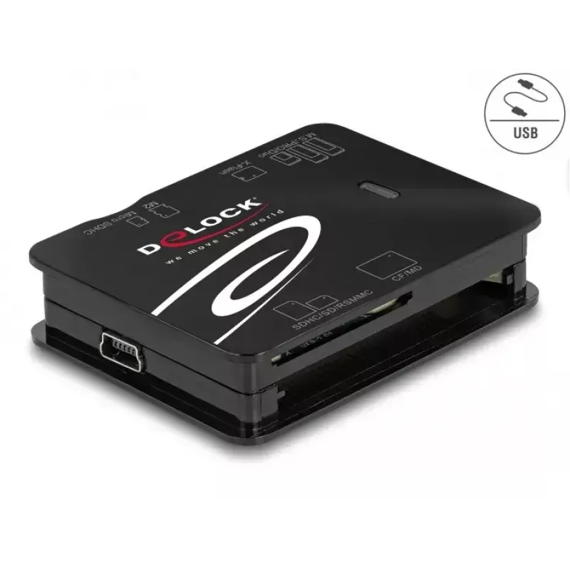 Lector de tarjetas DeLOCK 91007 USB 2.0 negro CF MMC MS MicroSD xD