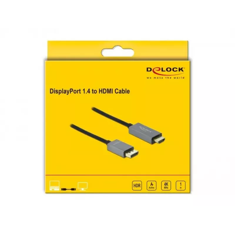 Cable activo DisplayPort 1.4 a HDMI DeLOCK 85928 1m 4K 60Hz HDR