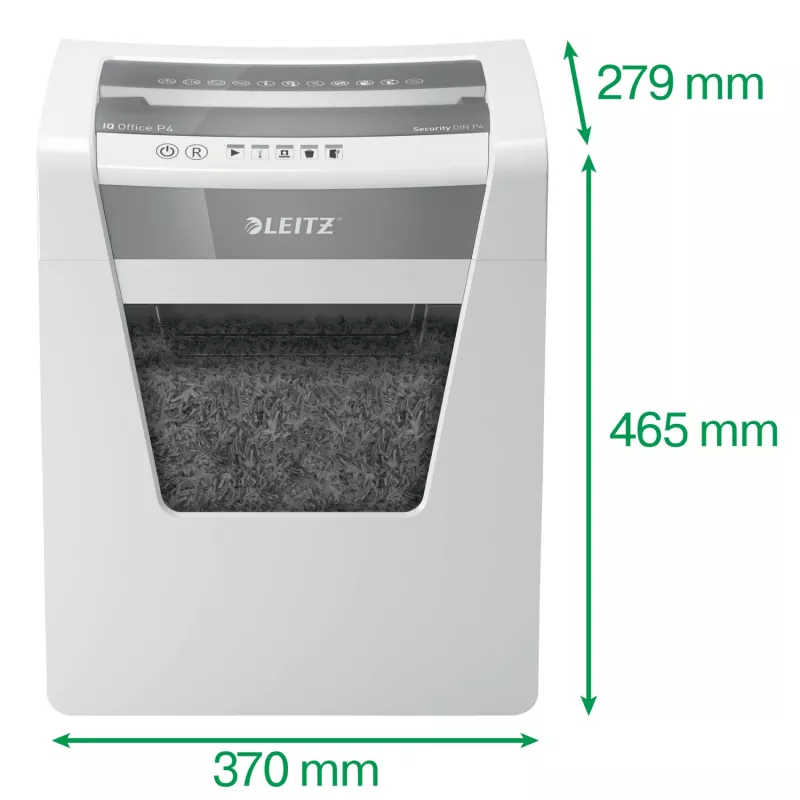 Leitz IQ Office Destructora de documentos P4, corte en partículas, 22,3 cm, 4 x 40 mm, 23 l, 225 hojas, 55 dB
