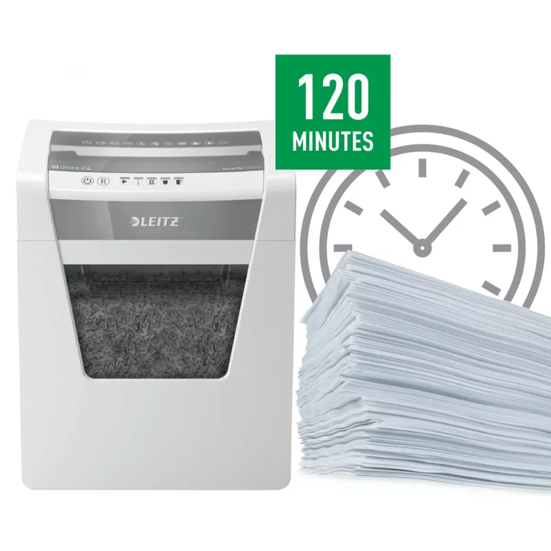 Leitz IQ Office Destructora de documentos P4, corte en partículas, 22,3 cm, 4 x 40 mm, 23 l, 225 hojas, 55 dB