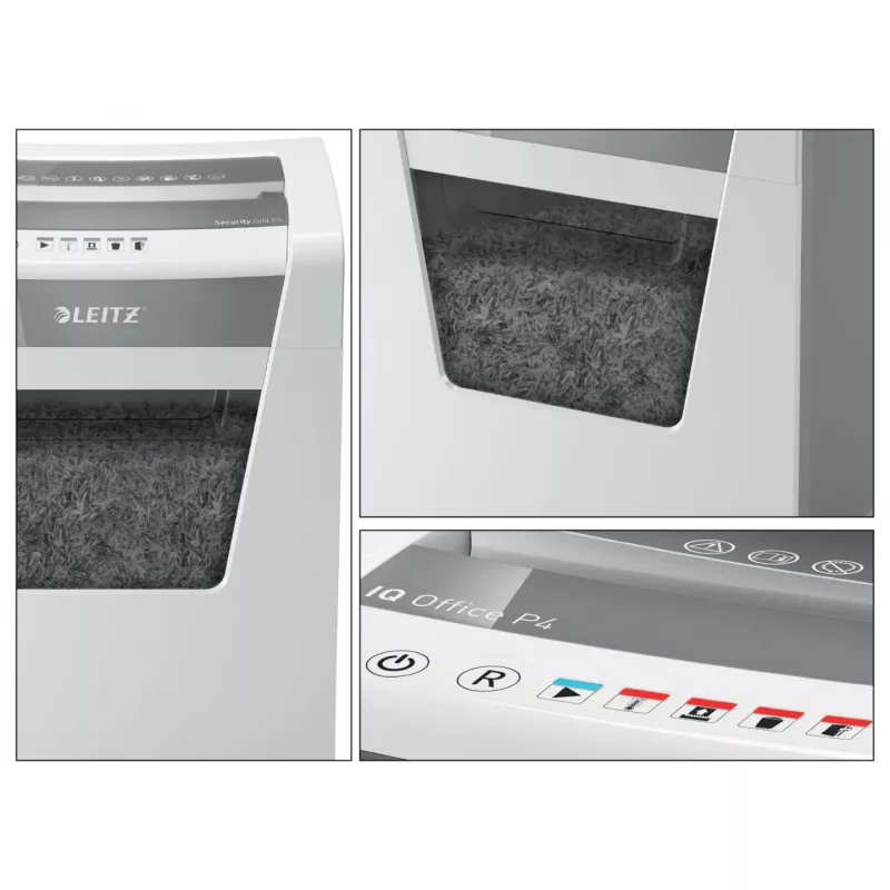 Leitz IQ Office Destructora de documentos P4, corte en partículas, 22,3 cm, 4 x 40 mm, 23 l, 225 hojas, 55 dB
