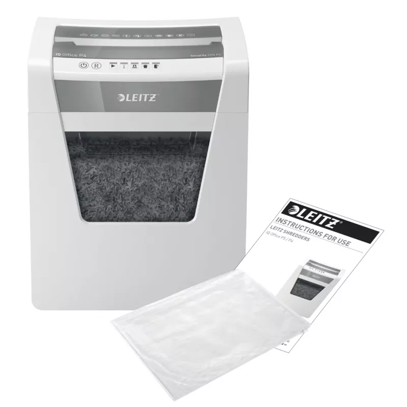Leitz IQ Office Destructora de documentos P4, corte en partículas, 22,3 cm, 4 x 40 mm, 23 l, 225 hojas, 55 dB