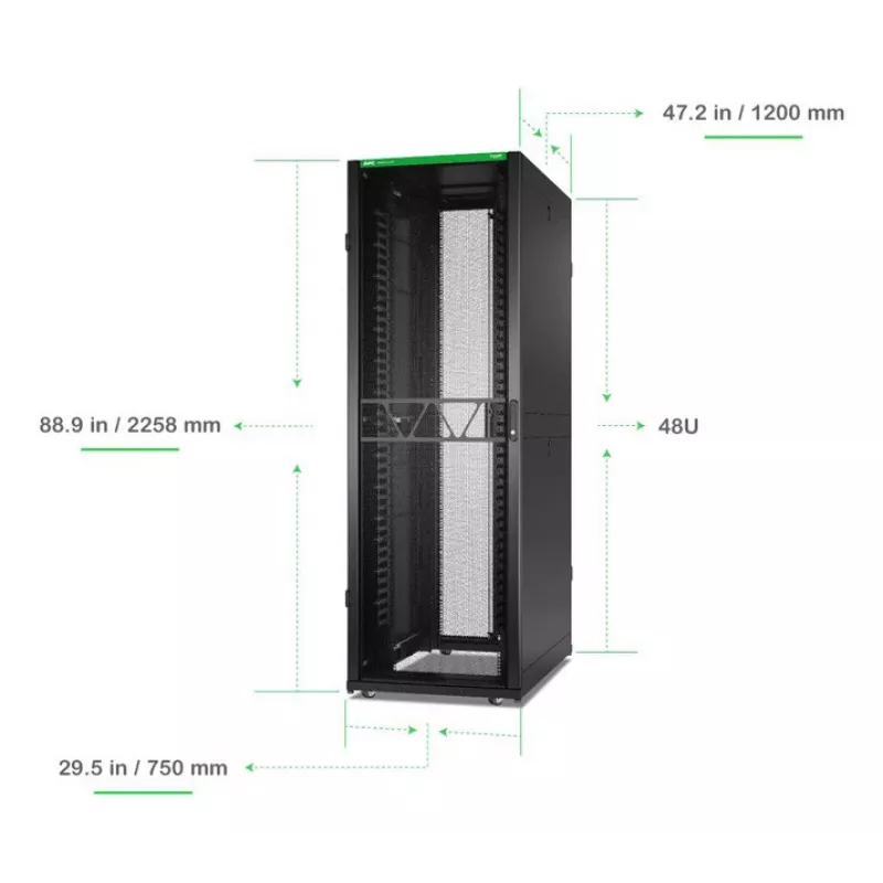 APC NetShelter SX, carcasa Networking Rack, 48U, 2258H x 750W x 1200D mm, con laterales, negro